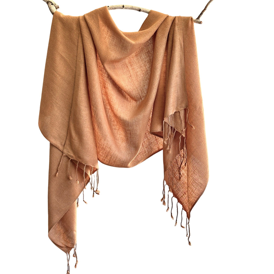 Fyoli Fyoli SHANTI Peace Eri Silk Natural Dye Handwoven Scarf in Iron Grey - women's artisan scarf