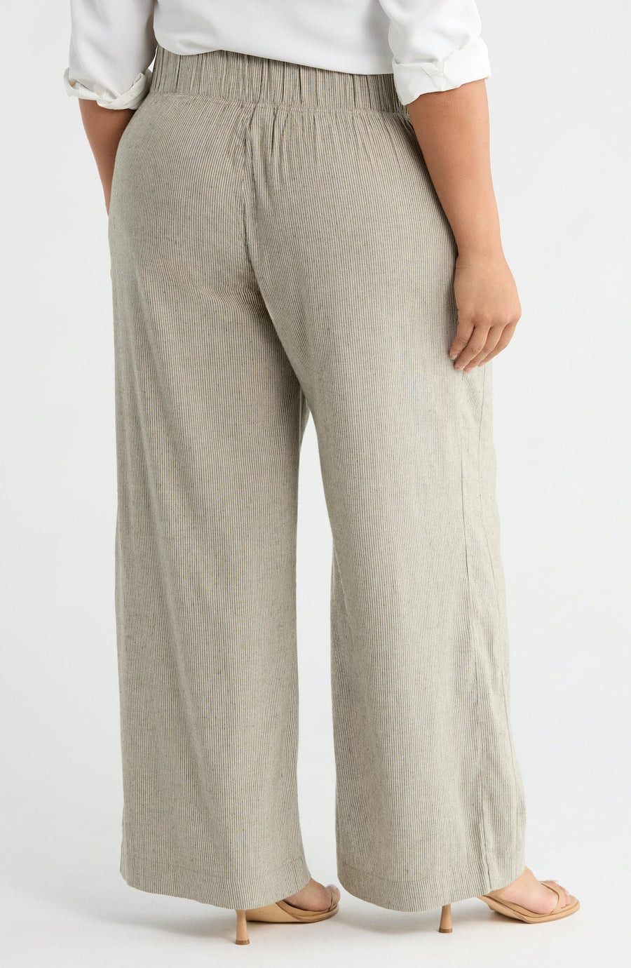 See ROSE Go Multitasker Light Weight Pant in Stripe - plus size pant, back view