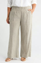 See ROSE Go Multitasker Light Weight Pant in Stripe - plus size pant, front view