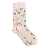 Conscious Step Socks that Support Mental Health – two-pack crew socks with green plant print mental health awareness  
