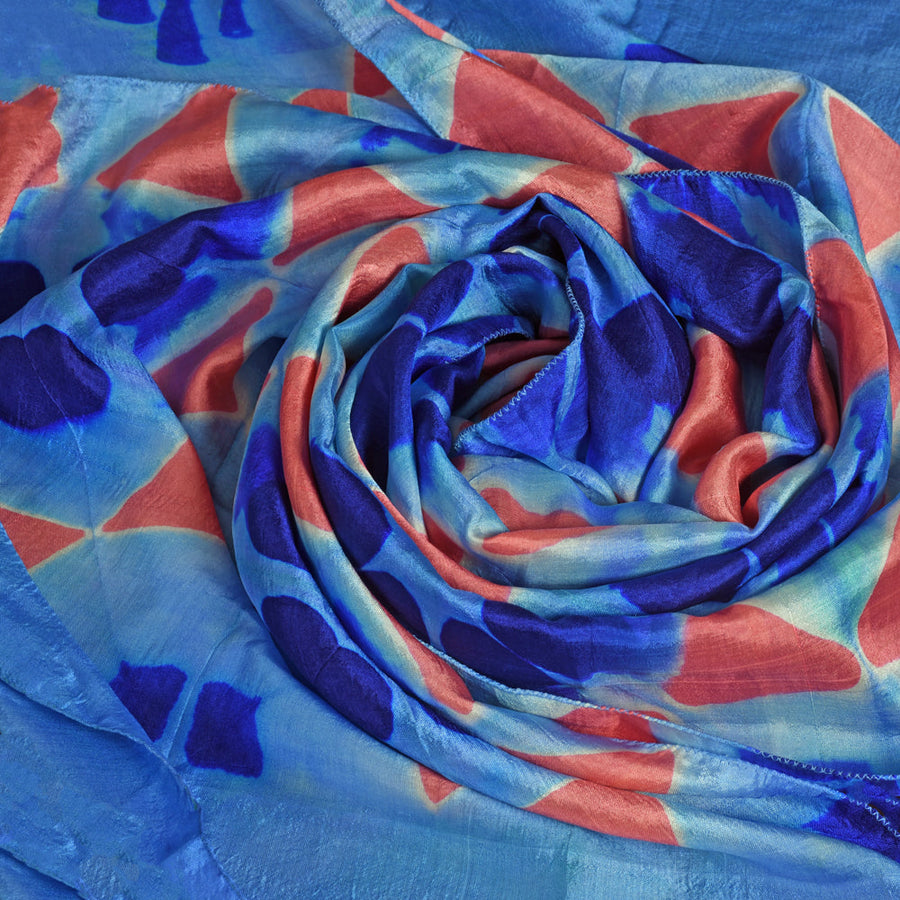 Fyoli Fyoli MIRA Handwoven Clamp Dyed Mulberry Silk Stole in Purple Green - women's artisan scarf