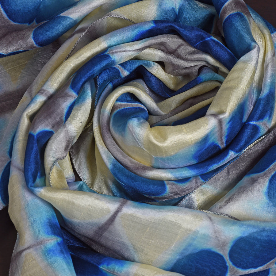 Fyoli Fyoli MIRA Handwoven Clamp Dyed Mulberry Silk Stole in Purple Green - women's artisan scarf