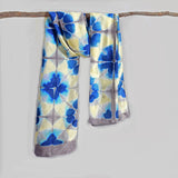 Fyoli Fyoli MIRA Handwoven Clamp Dyed Mulberry Silk Stole in Purple Green - women's artisan scarf