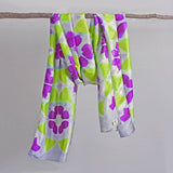 Fyoli Fyoli MIRA Handwoven Clamp Dyed Mulberry Silk Stole in Purple Green - women's artisan scarf