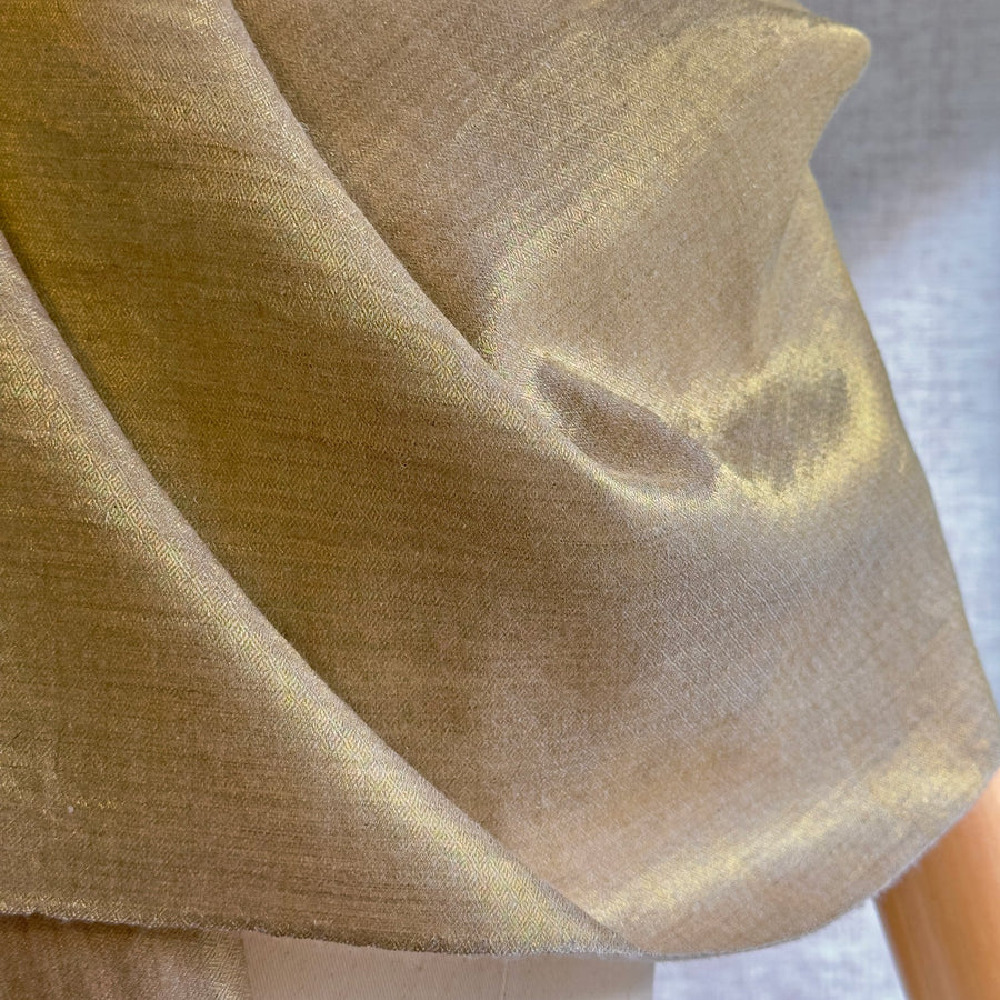 Fyoli Fyoli Pashmina Natural Taupe Gold Shimmer Reversible Wrap in Taupe Gold - women's artisan scarf