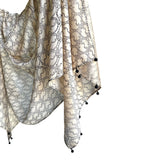 Fyoli Fyoli TENDRILS Cotton Silk Black and White Scarf in Black and White - women's artisan scarf