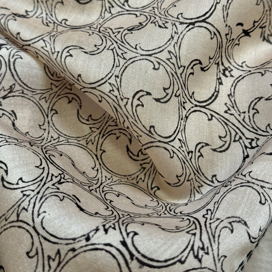 Fyoli Fyoli TENDRILS Cotton Silk Black and White Scarf in Black and White - women's artisan scarf