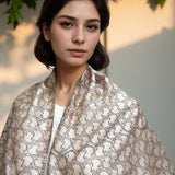 Fyoli Fyoli TENDRILS Cotton Silk Black and White Scarf in Black and White - women's artisan scarf