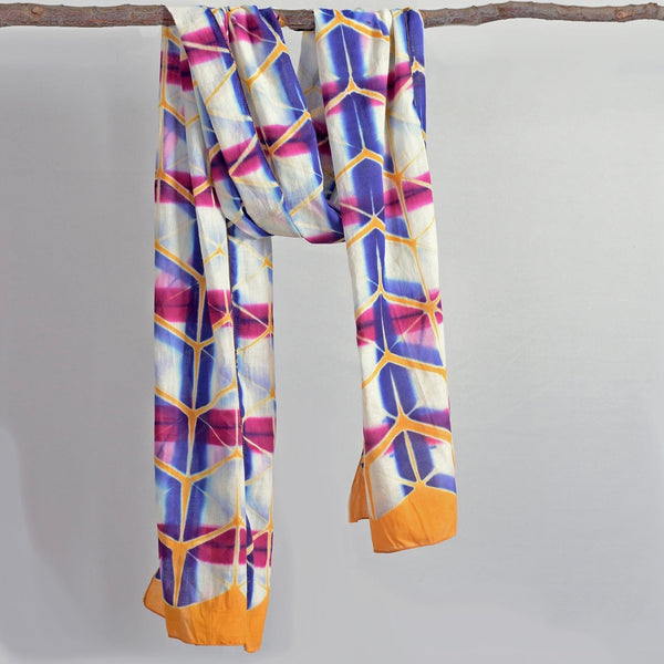 Clamp Tie-Dye Bird of Paradise Cotton Scarf