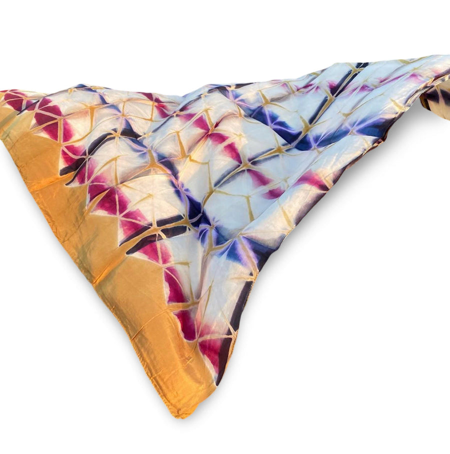Fyoli Fyoli Clamp Tie-Dye Bird of Paradise Cotton Scarf - women's artisan scarf