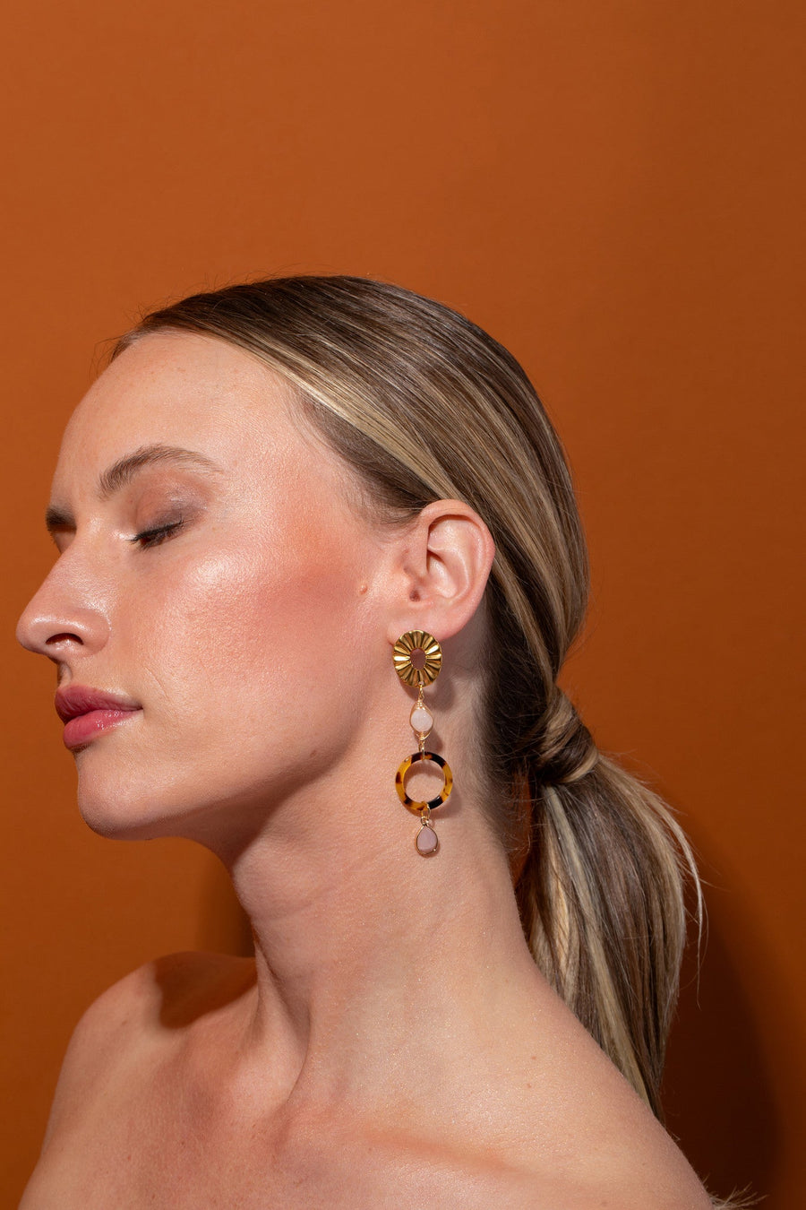 Tribeandtemple Catalina Jade + Sunstone Dangles - dangle earrings