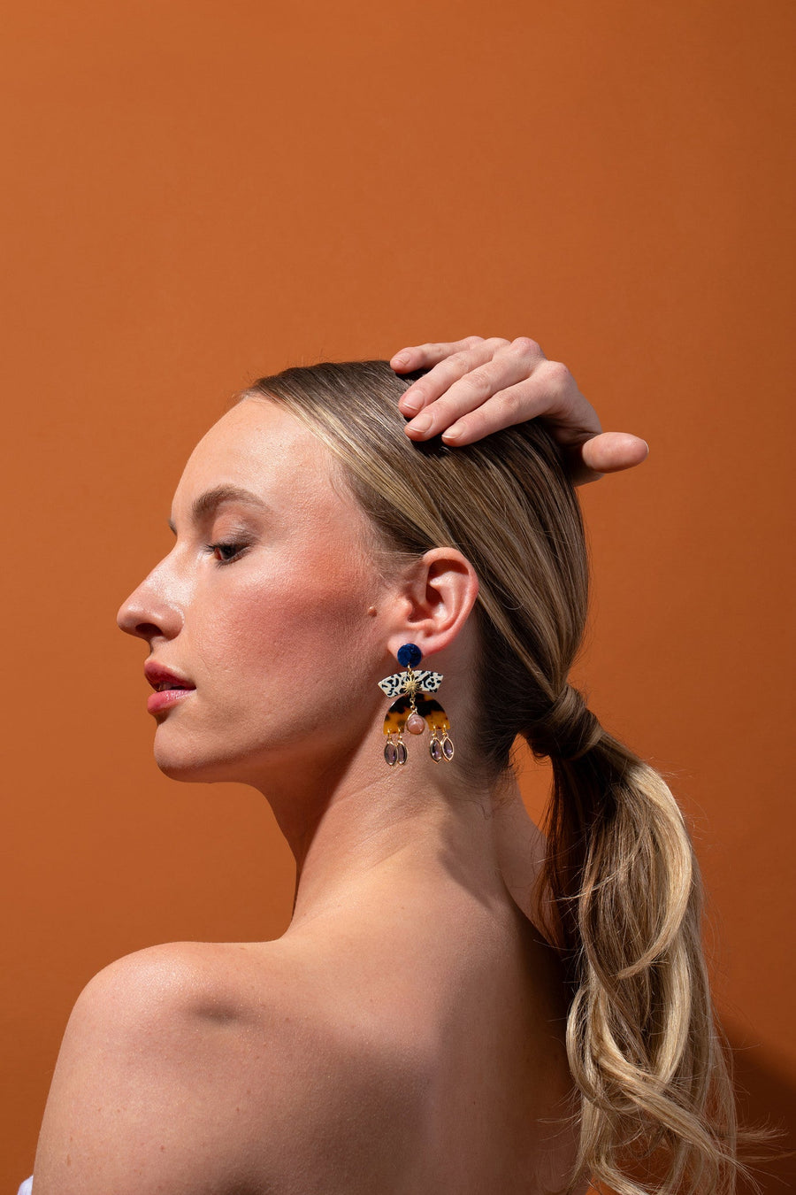 Tribeandtemple Yara Sunstone Statement Earrings - handcrafted earrings