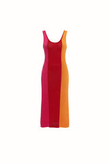 Hilary MacMillan Tri Colour Crochet Knit Dress in Pink - size-inclusive women's clothing