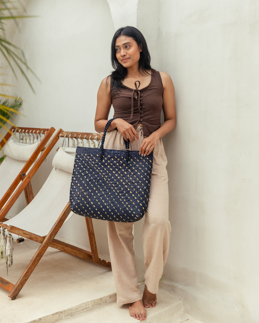 Village Thrive Cove Rattan Beach Tote Bag - premium designer bag