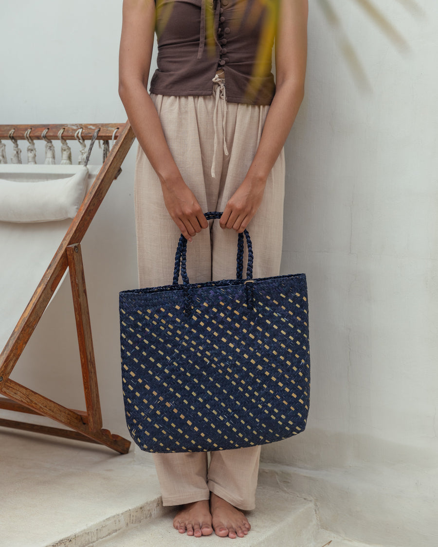 Village Thrive Cove Rattan Beach Tote Bag - premium designer bag