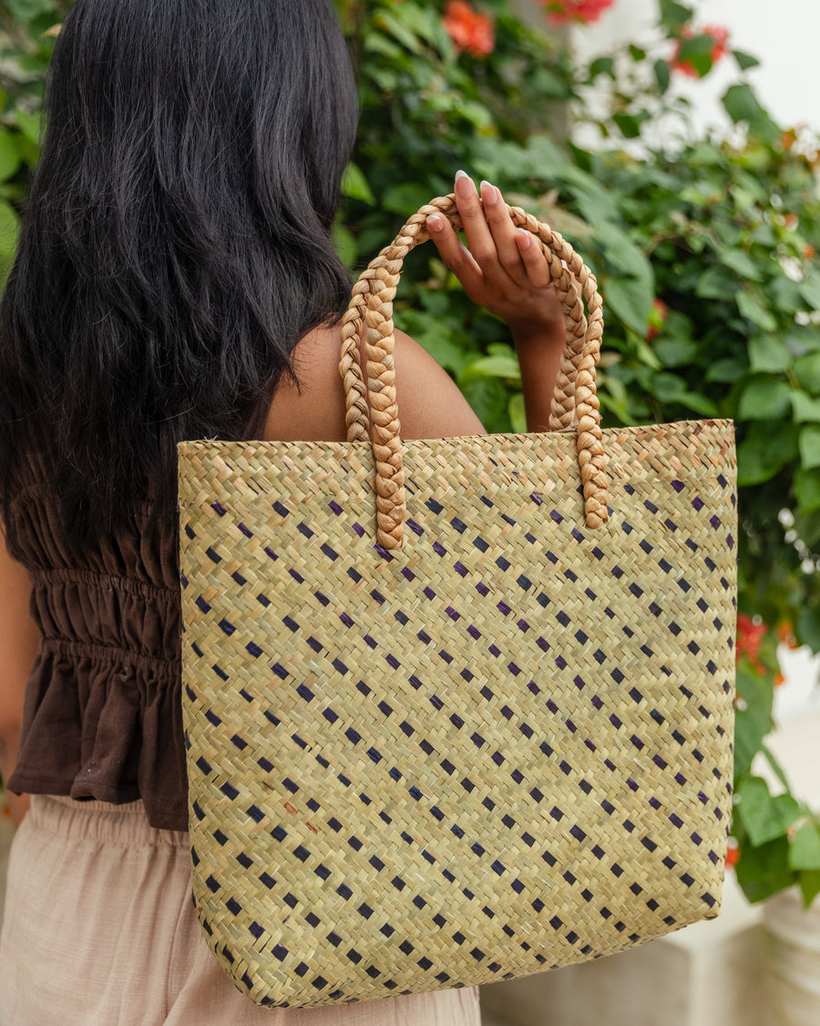 Village Thrive Cove Rattan Beach Tote Bag - premium designer bag