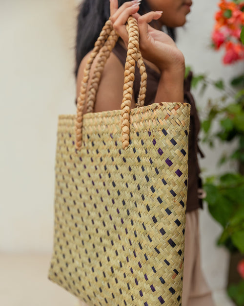 Village Thrive Cove Rattan Beach Tote Bag - premium designer bag