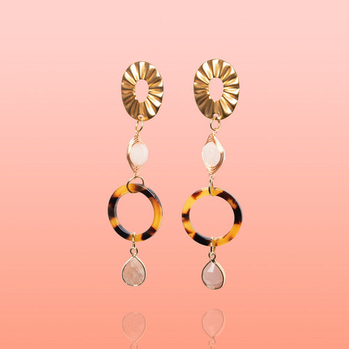Tribeandtemple Catalina Jade + Sunstone Dangles - dangle earrings