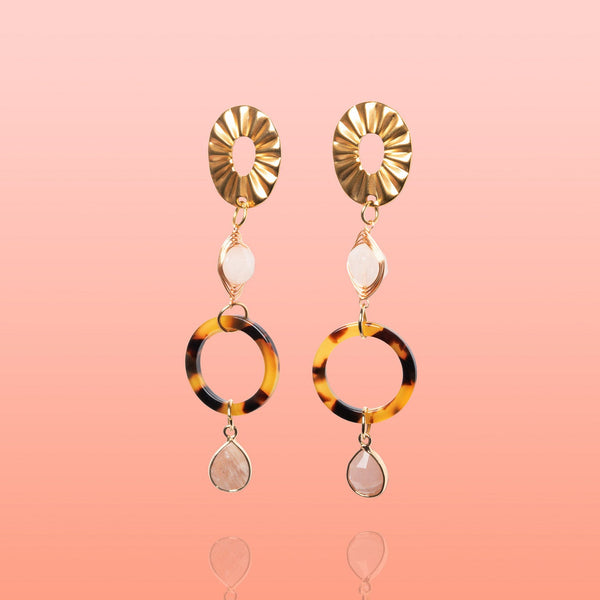 Tribeandtemple Catalina Jade + Sunstone Dangles - dangle earrings