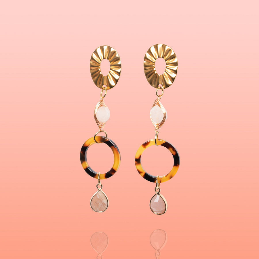 Tribeandtemple Catalina Jade + Sunstone Dangles - dangle earrings