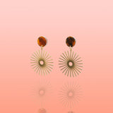 Tribeandtemple Solana Neutral Sunburst Earrings Water Resistant - handcrafted earrings