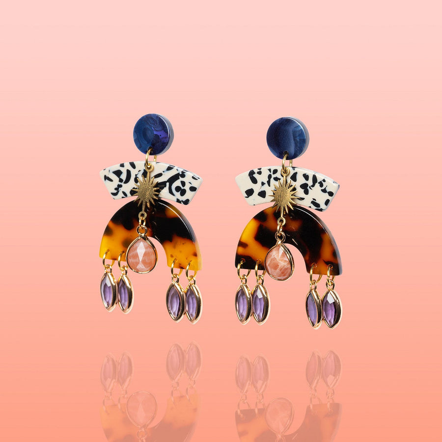 Tribeandtemple Yara Sunstone Statement Earrings - handcrafted earrings