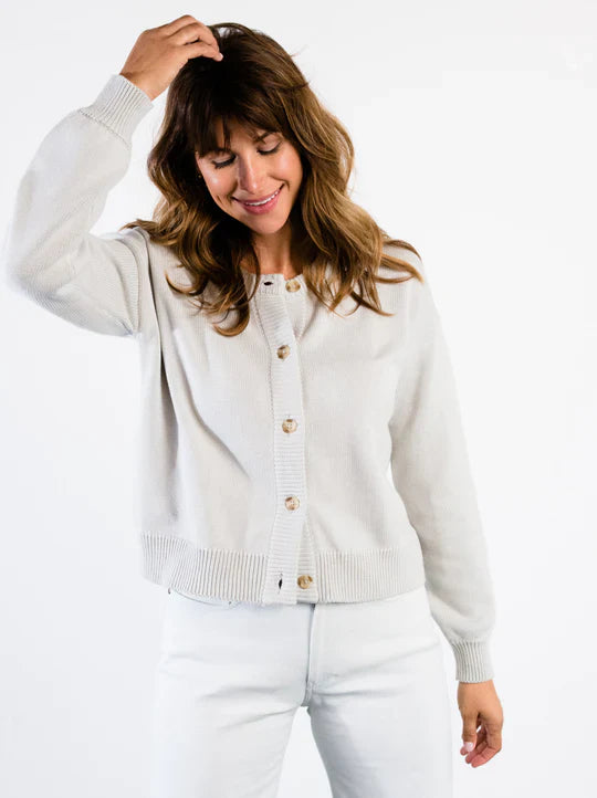 Able Willow Classic Cardigan - Chalk - plus size garment, product view
