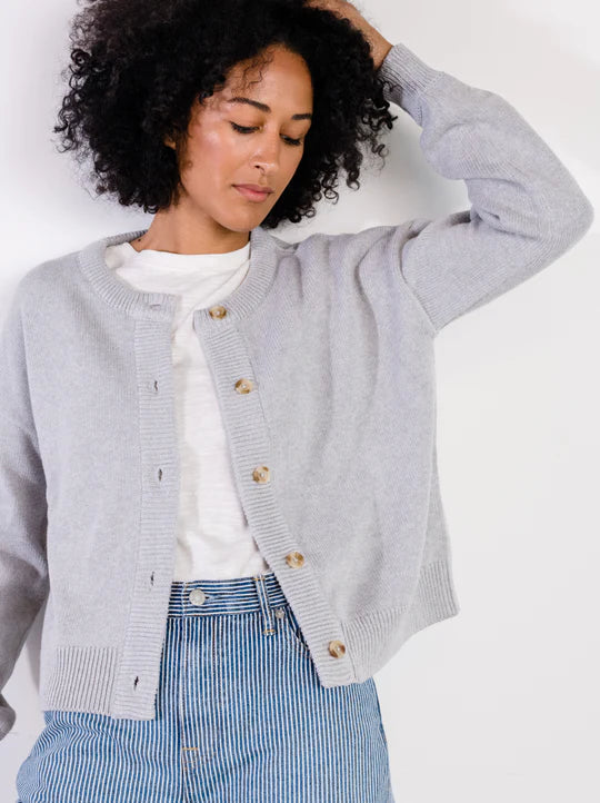 Able Willow Classic Cardigan - Heather Grey - plus size garment, product view