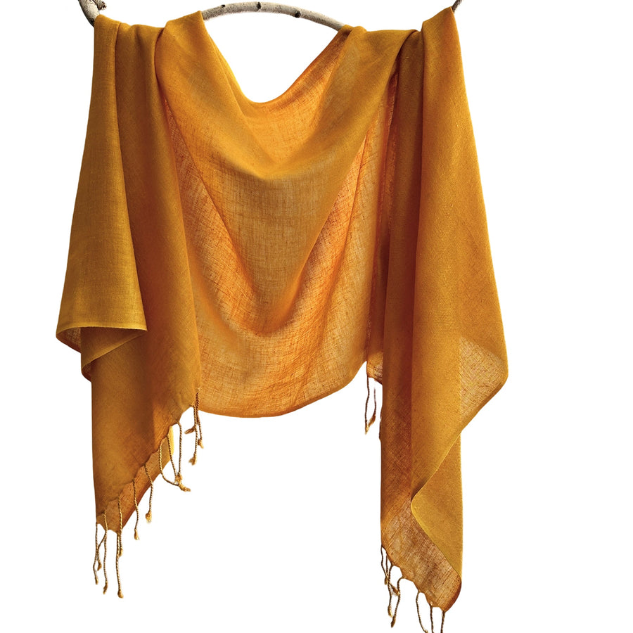 Fyoli Fyoli SHANTI Peace Eri Silk Natural Dye Handwoven Scarf in Iron Grey - women's artisan scarf